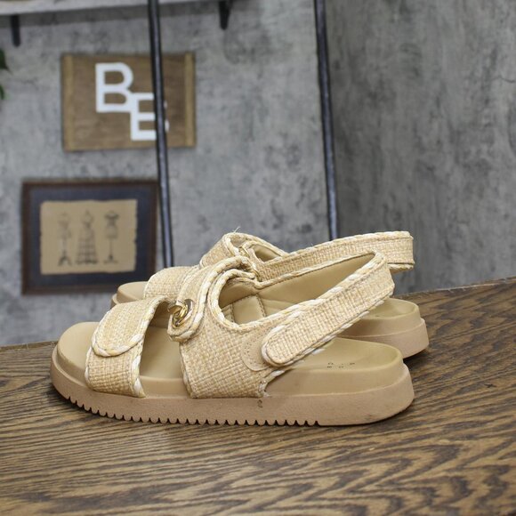 A New Day Womens Tilly Raffia Platform Footbed Sandals 92611757 Tan Brown 8M - Picture 2 of 10